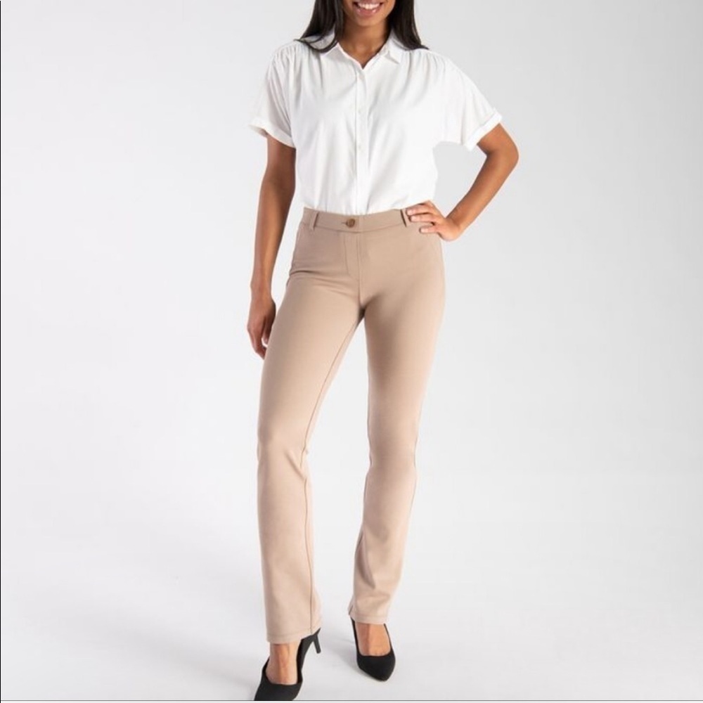 BetaBrand Straight leg dress pant yoga pants Khaki Twill